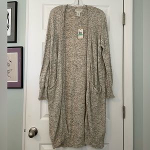 Max Studio sweater duster in heather oatmeal- NWT, L